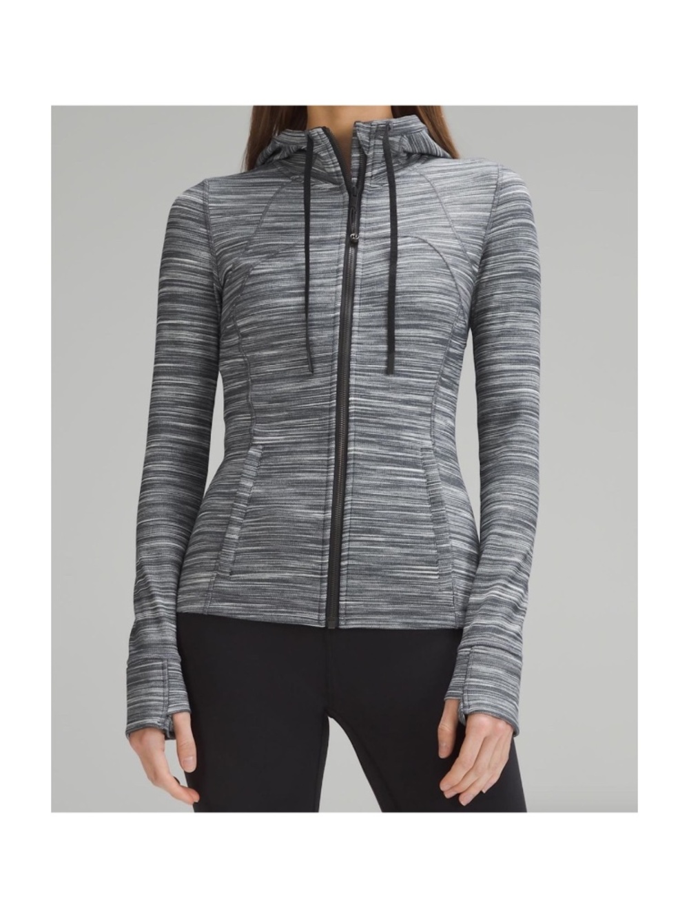 Lululemon Hooded Define Jacket Nulu Heathered Black White Women's Size 6